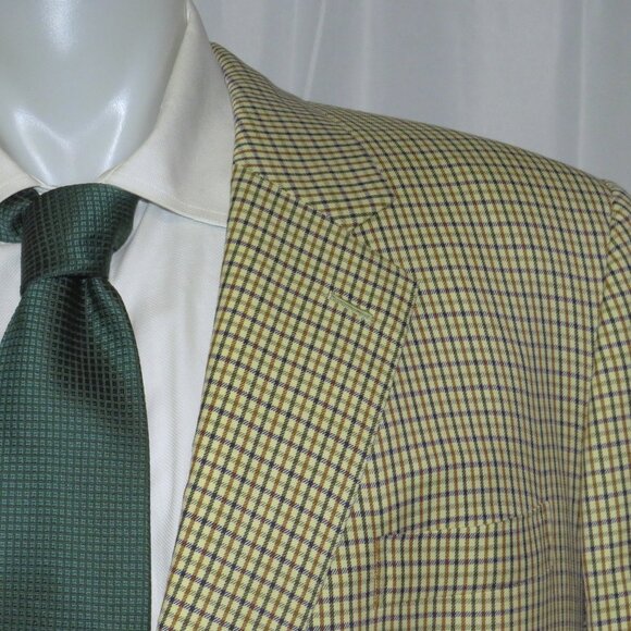 Henry Poole Savile Row Bespoke Cream Checked Two Button Sport Coat 44R - Picture 5 of 13
